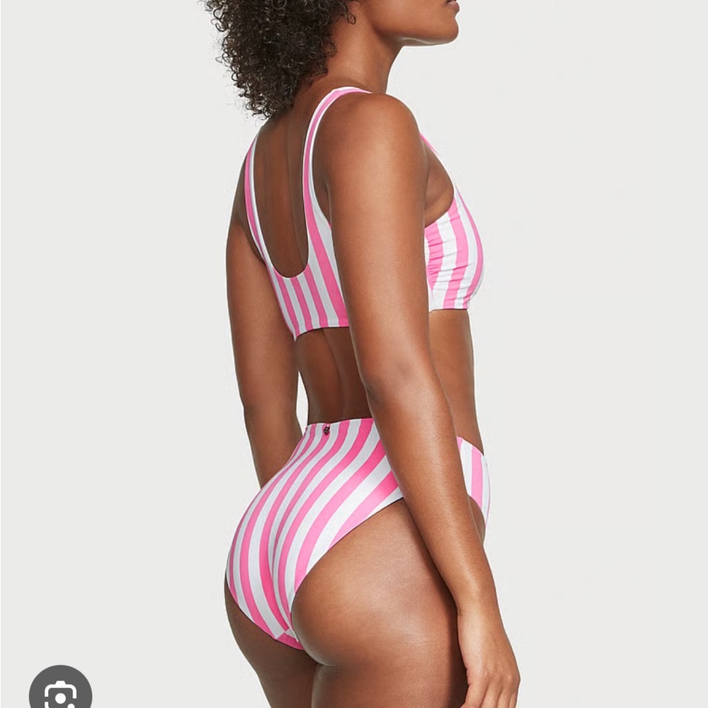 Victoria's Secret Pink and White Striped Bikini Set
